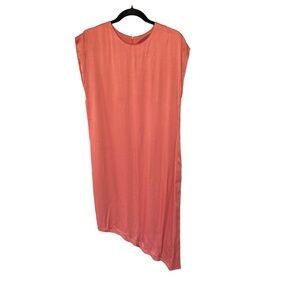 Yvonne LaFleur Womens Asymmetrical Dress Size M Coral Cap Sleeve Modern Chic